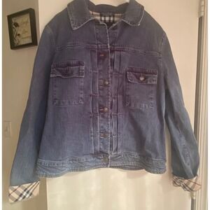 BURBERRY LONDON Denim Jacket Classic Nova Check Lining Women UK14/US 12